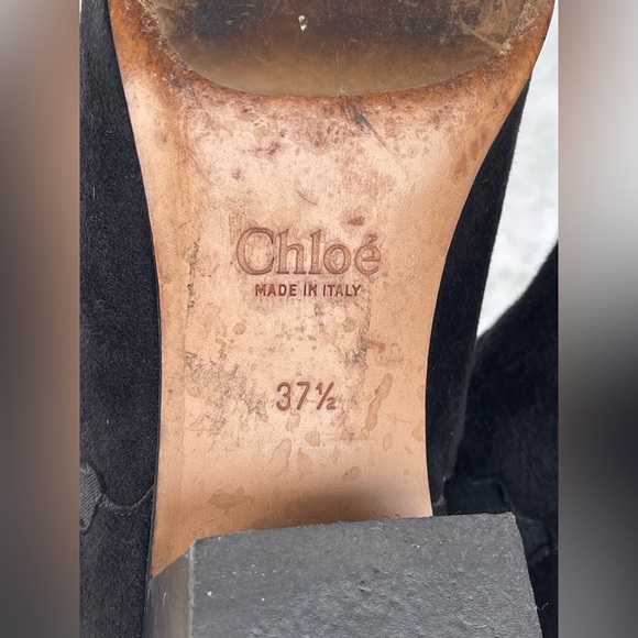 CHLOE Lauren Scalloped Suede Ankle Boot 37.1/2 - Picture 8 of 11